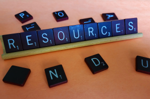 resources in scrabble letters